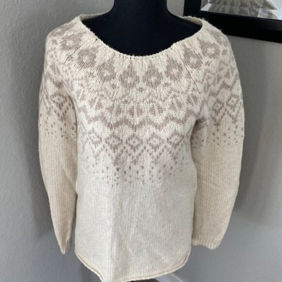 SONOMA Nordic Fair Isle Oversized Pullover Sweater Ivory Small - Picture 4 of 14